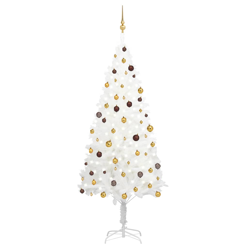 vidaXL Artificial Christmas Tree with LEDs&Ball Set White 94.5"