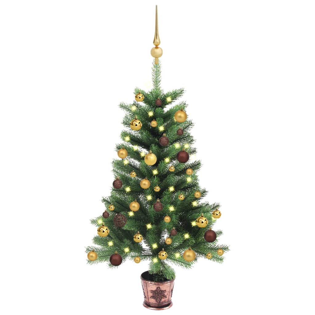 vidaXL Artificial Christmas Tree with LEDs&Ball Set 35.4" Green