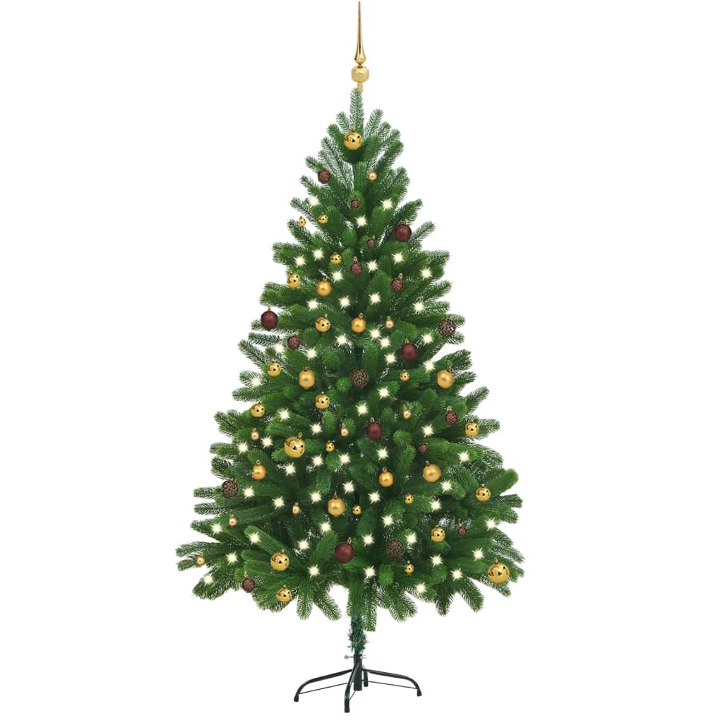 vidaXL Artificial Christmas Tree with LEDs&Ball Set 82.7" Green