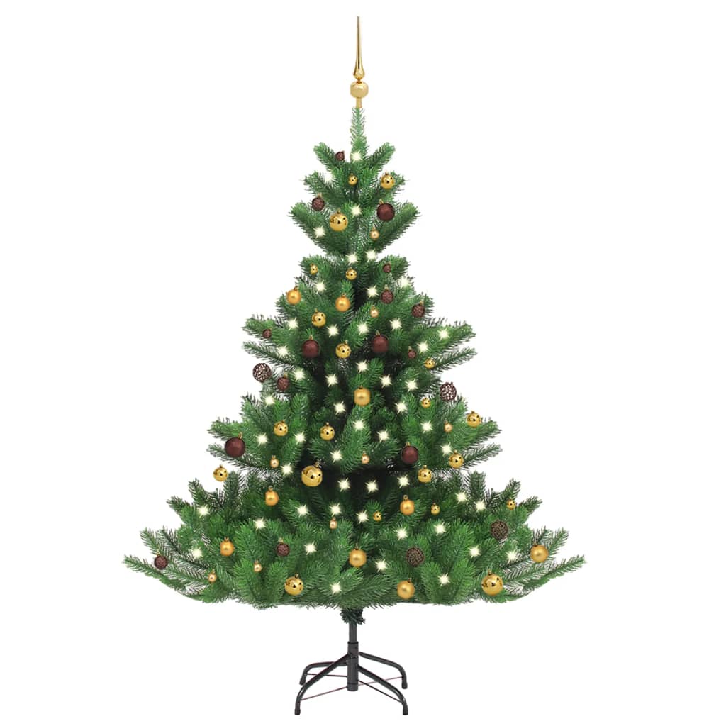 vidaXL Nordmann Fir Artificial Christmas Tree LED&Ball Set Green 70.9"