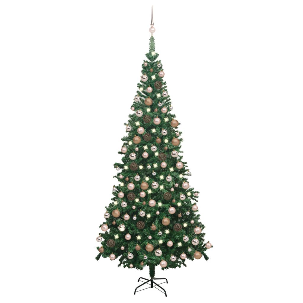 vidaXL Artificial Christmas Tree with LEDs&Ball Set L 94.5" Green