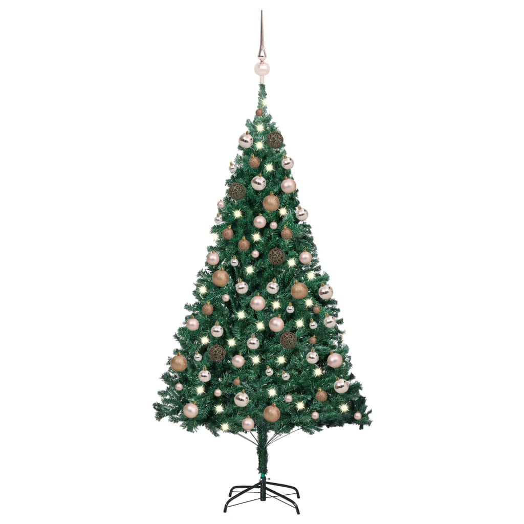 vidaXL Artificial Christmas Tree with LEDs&Ball Set Green 47.2" PVC