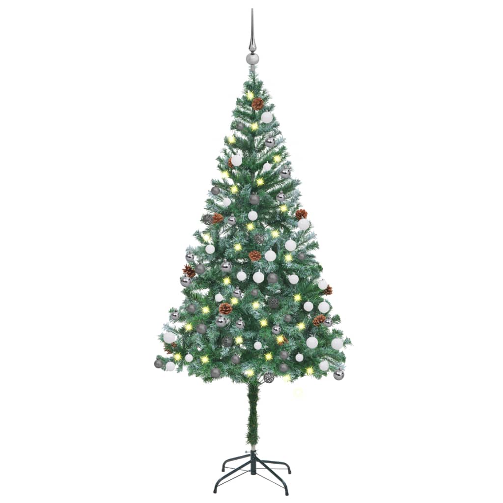 vidaXL Artificial Christmas Tree with LEDs&Ball Set Pinecones 70.9"