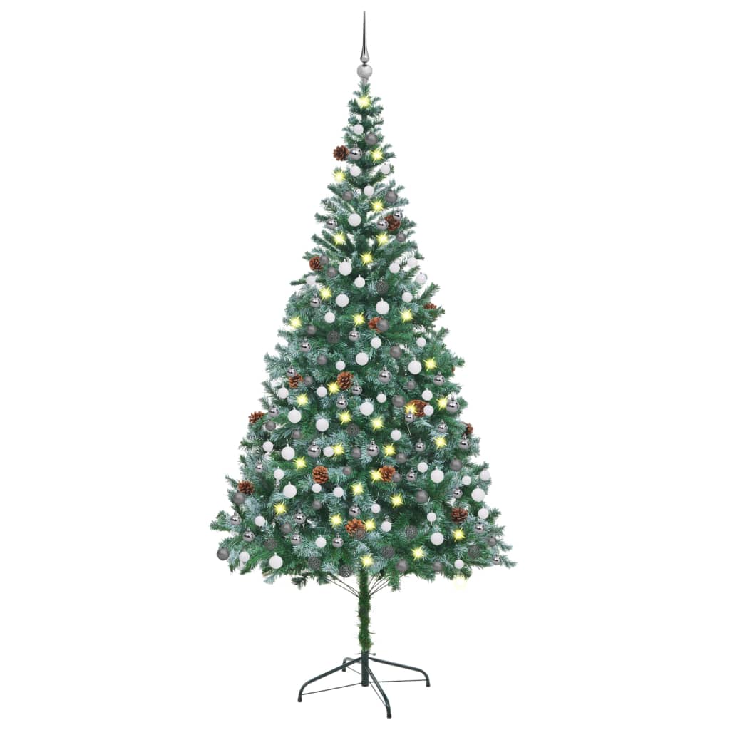 vidaXL Artificial Christmas Tree with LEDs&Ball Set Pinecones 82.7"