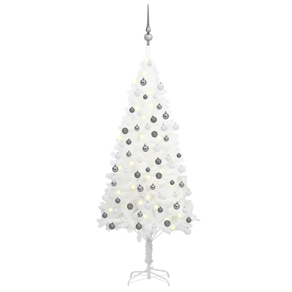 vidaXL Artificial Christmas Tree with LEDs&Ball Set White 47.2"