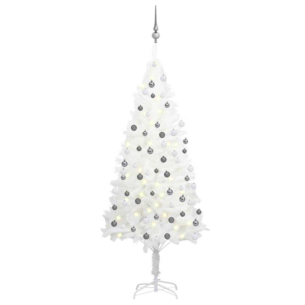 vidaXL Artificial Christmas Tree with LEDs&Ball Set White 70.9"