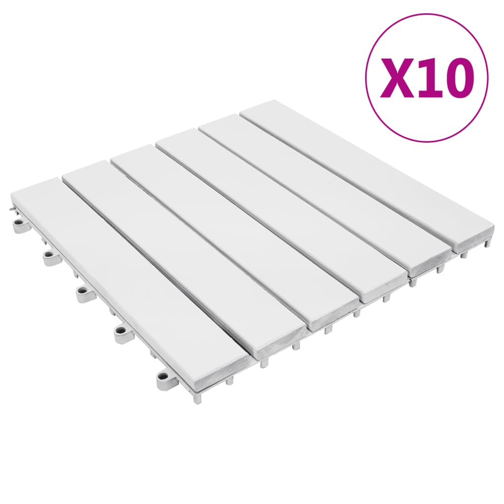 vidaXL Decking Tiles 10 pcs White 11.8"x11.8" Solid Acacia Wood