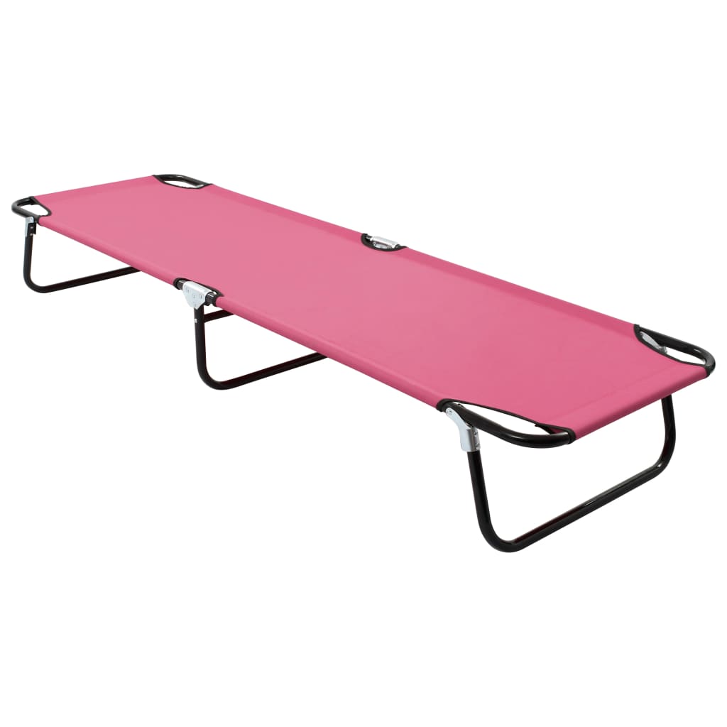 vidaXL Folding Sun Lounger Steel Pink