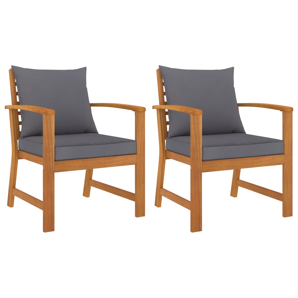 vidaXL Patio Chairs 2 pcs with Dark Gray Cushion Solid Acacia Wood