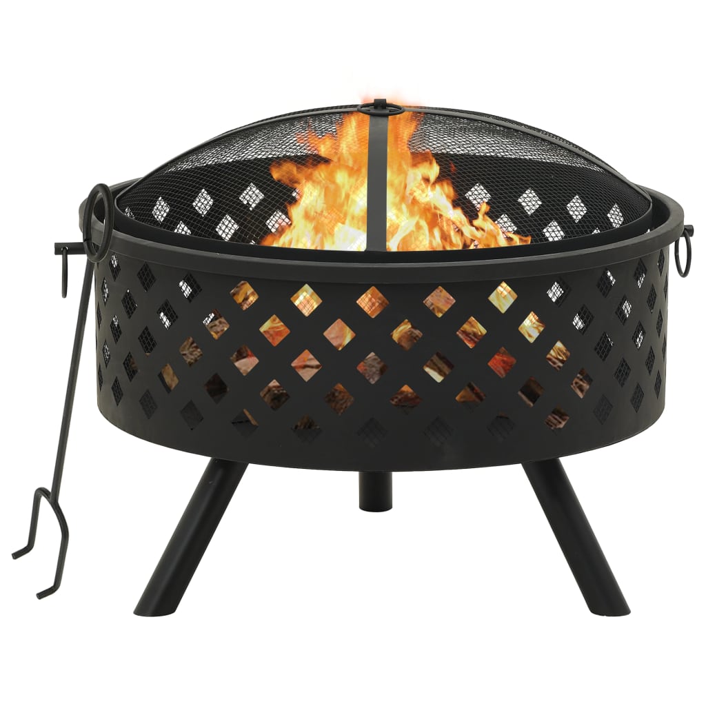 vidaXL Fire Pit with Poker 26.8 XXL Steel"