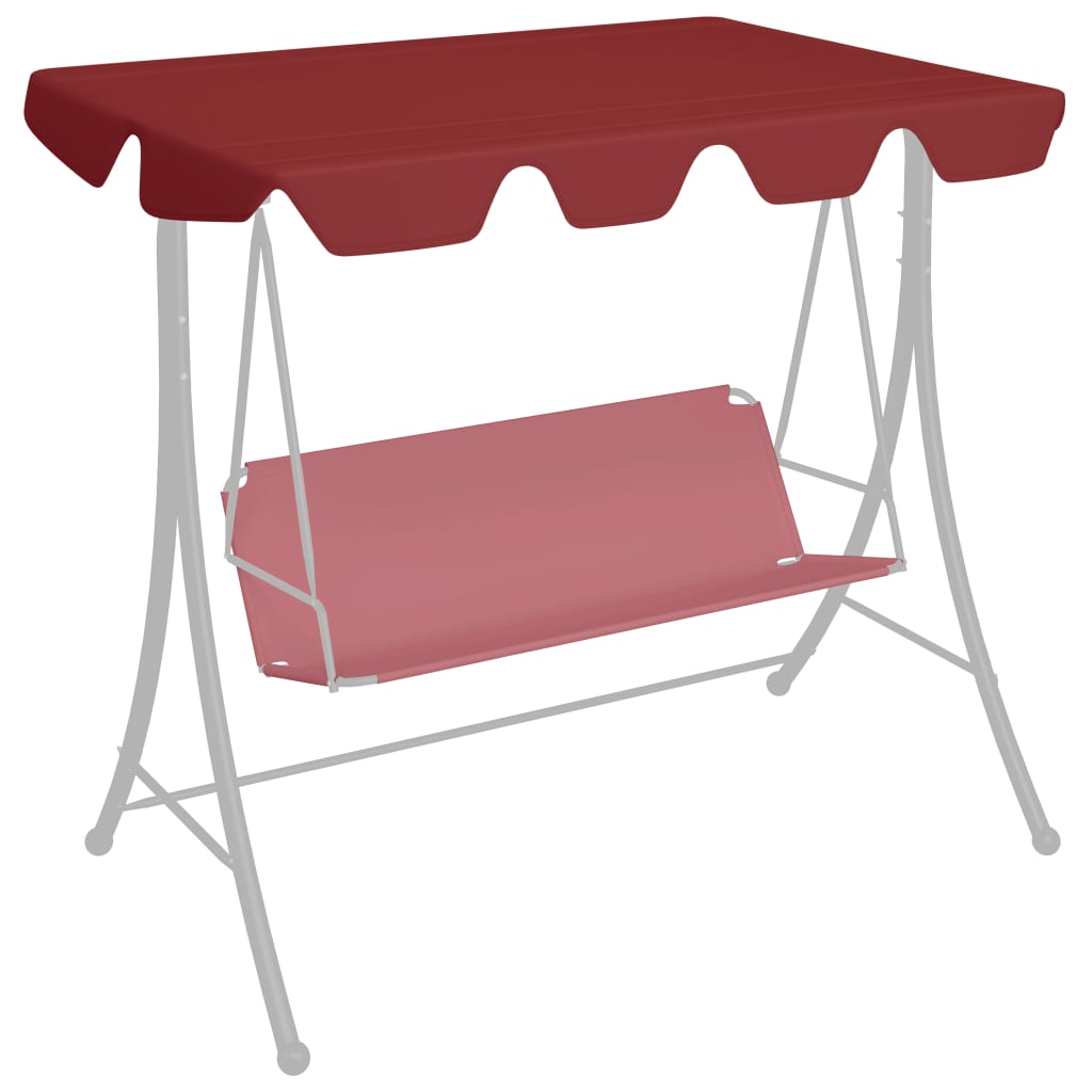 vidaXL Replacement Canopy for Garden Swing Wine Red 74"/66.1"x43.3"/57.1"