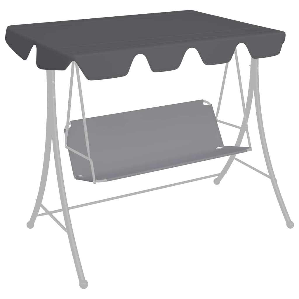 vidaXL Replacement Canopy for Garden Swing Anthracite 59.1"/51.8"x27.6"/41.3"