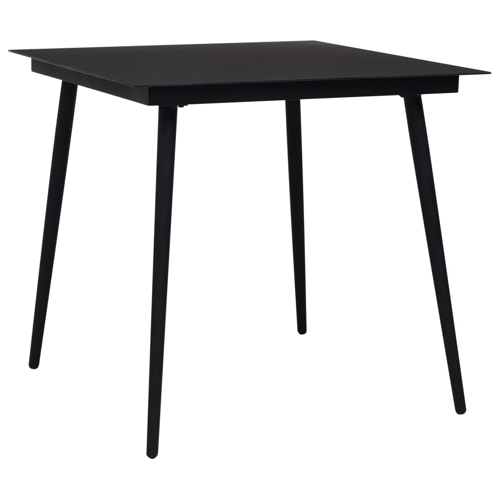 vidaXL Patio Dining Table Black 31.5"x31.5"x29.1" Steel and Glass