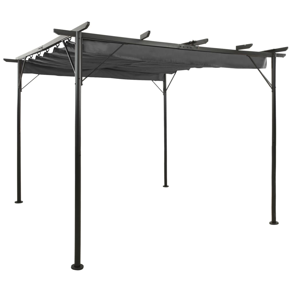 vidaXL Pergola with Retractable Roof Anthracite 118.1"x118.1" Steel 180 g/m?