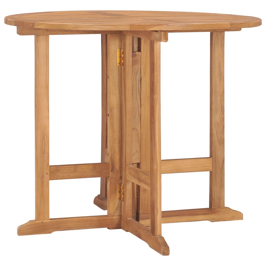 vidaXL Folding Patio Dining Table 35.4"x29.5" Solid Teak Wood