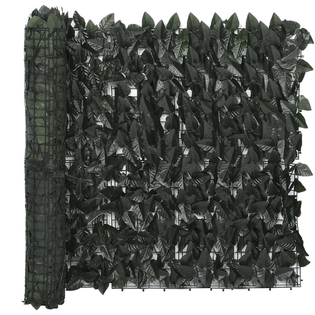 vidaXL Balcony Screen with Dark Green Leaves 236.2"x29.5"