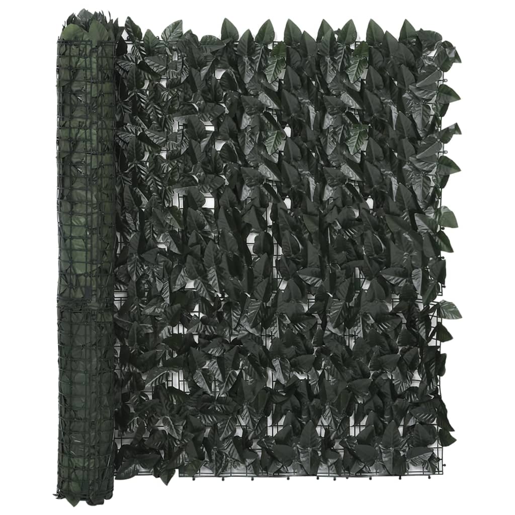 vidaXL Balcony Screen with Dark Green Leaves 157.5"x39.4"