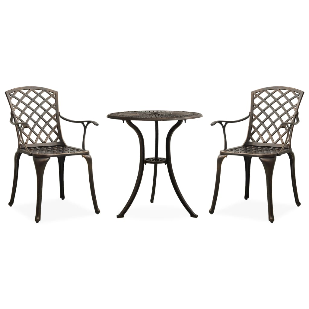 vidaXL 3 Piece Bistro Set Cast Aluminum Bronze