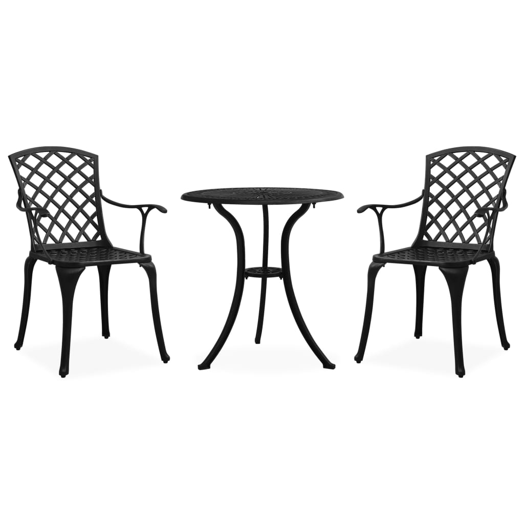 vidaXL 3 Piece Bistro Set Cast Aluminum Black