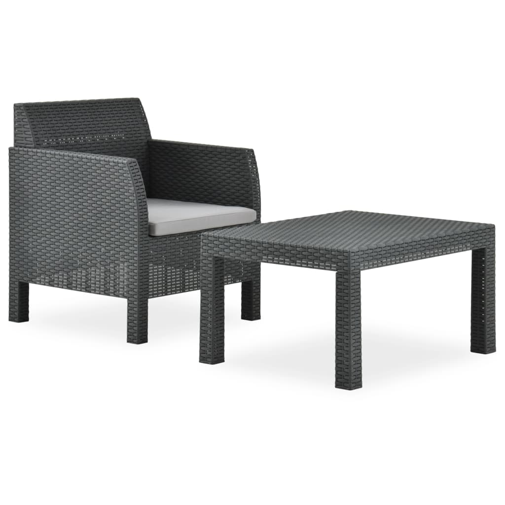 vidaXL 2 Piece Patio Lounge Set with Cushion PP Anthracite