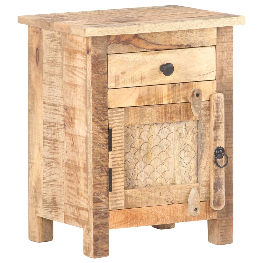 vidaXL Bedside Cabinet 15.7"x11.8"x19.7" Rough Mango Wood