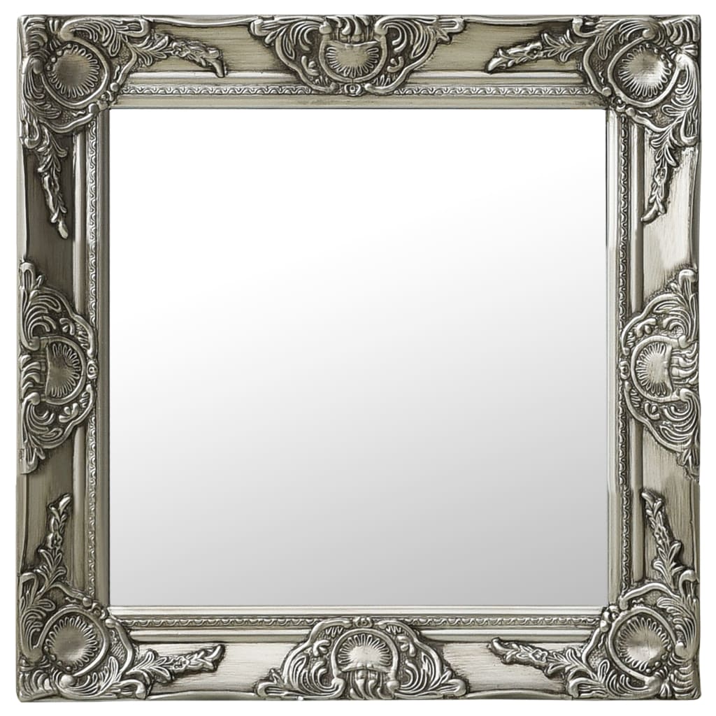 vidaXL Wall Mirror Baroque Style 19.7"x19.7" Silver