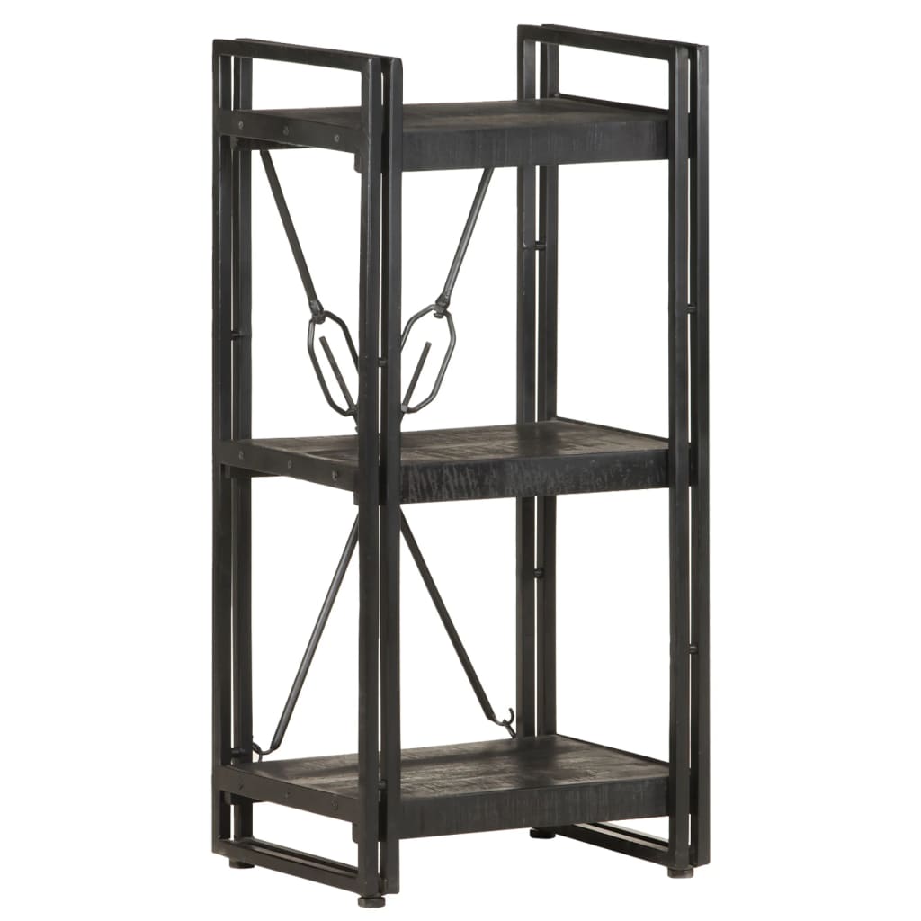 vidaXL 3-Tier Bookcase Black 15.7"x11.8"x31.5" Solid Mango Wood