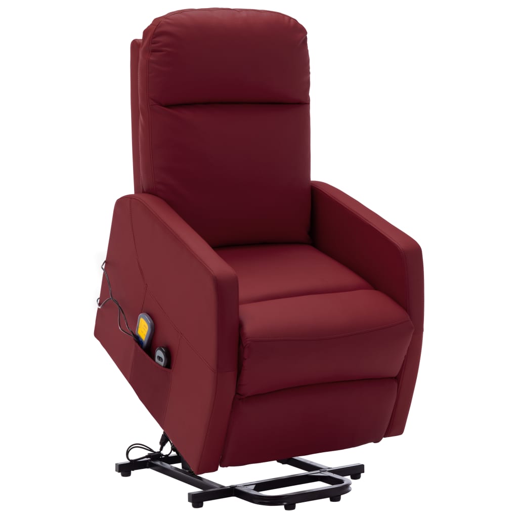 vidaXL Stand-up Massage Recliner Wine Red Faux Leather