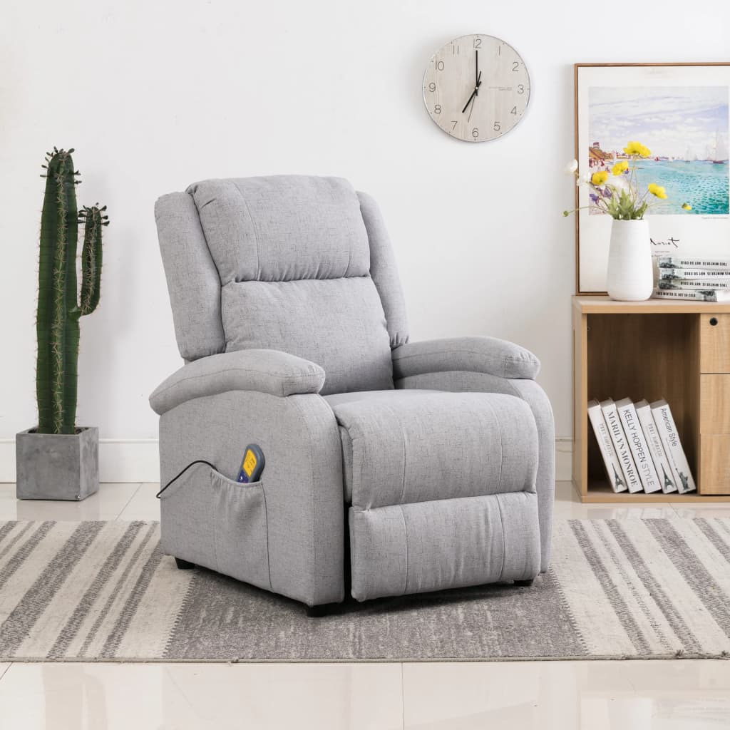 322464 vidaXL Massage Recliner Light Grey Fabric (AU/US only)