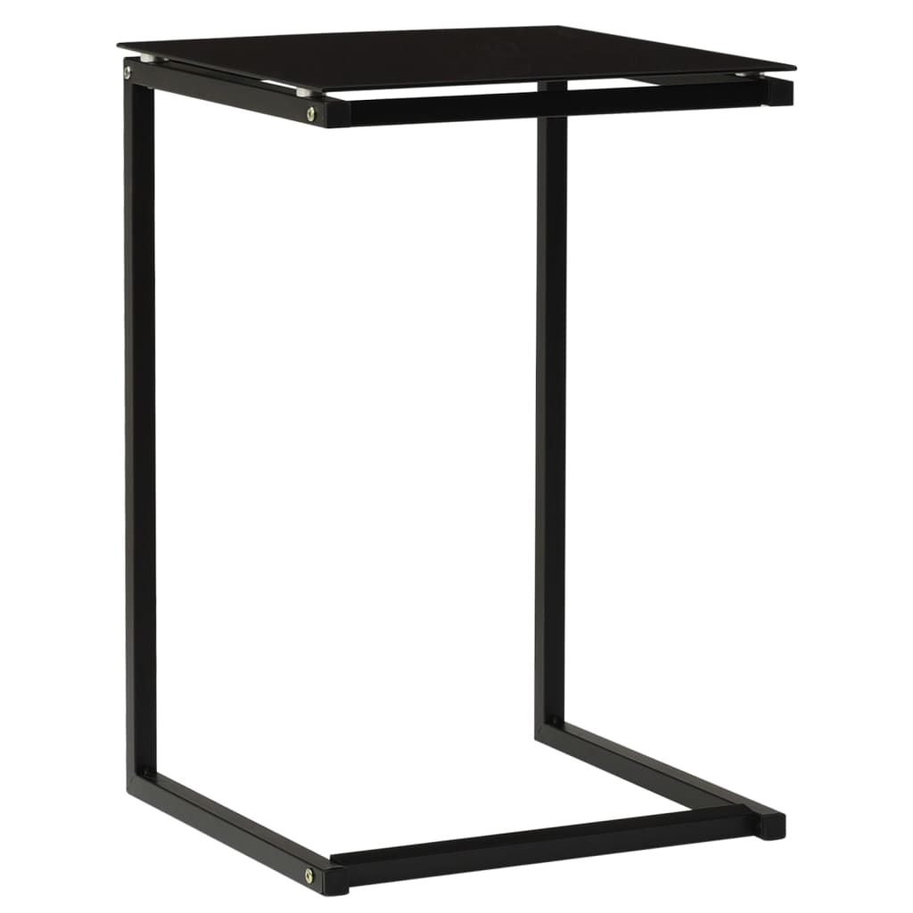 vidaXL Side Table Black 15.7"x15.7"x23.6" Tempered Glass