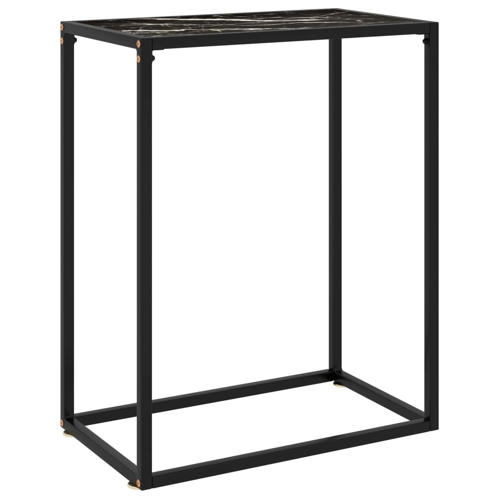 vidaXL Console Table Black 23.6"x13.8"x29.5" Tempered Glass