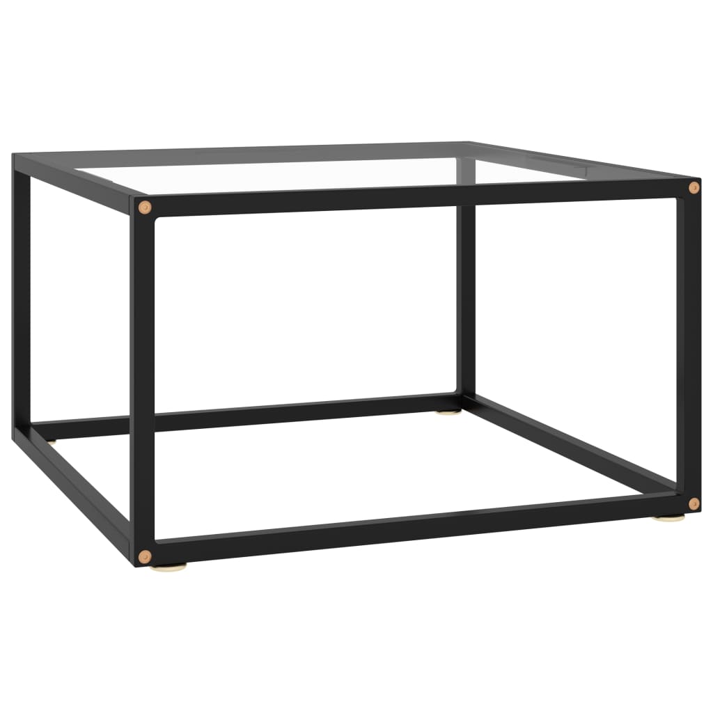 vidaXL Coffee Table Black with Tempered Glass 23.6"x23.6"x13.8"