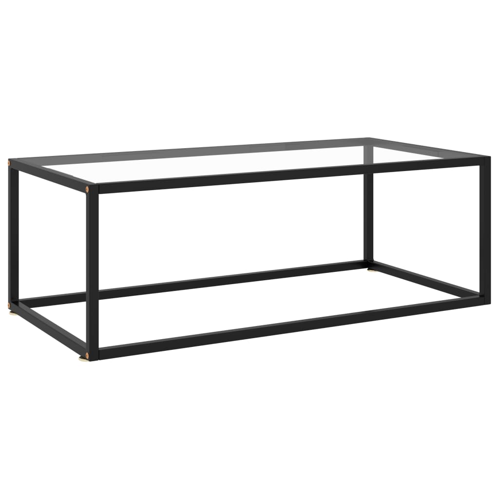 vidaXL Coffee Table Black with Tempered Glass 39.4"x19.7"x13.8"