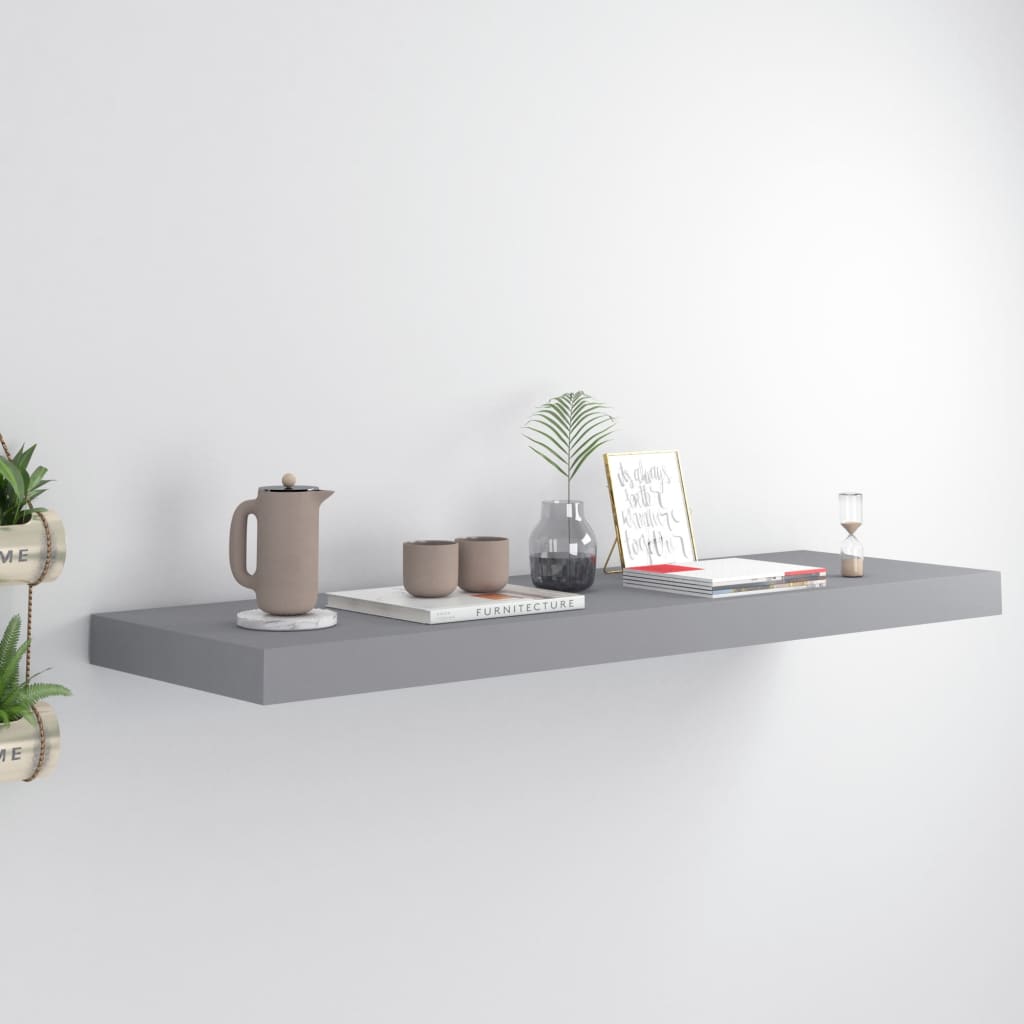 vidaXL Floating Wall Shelf Gray 31.5"x9.3"x1.5" MDF