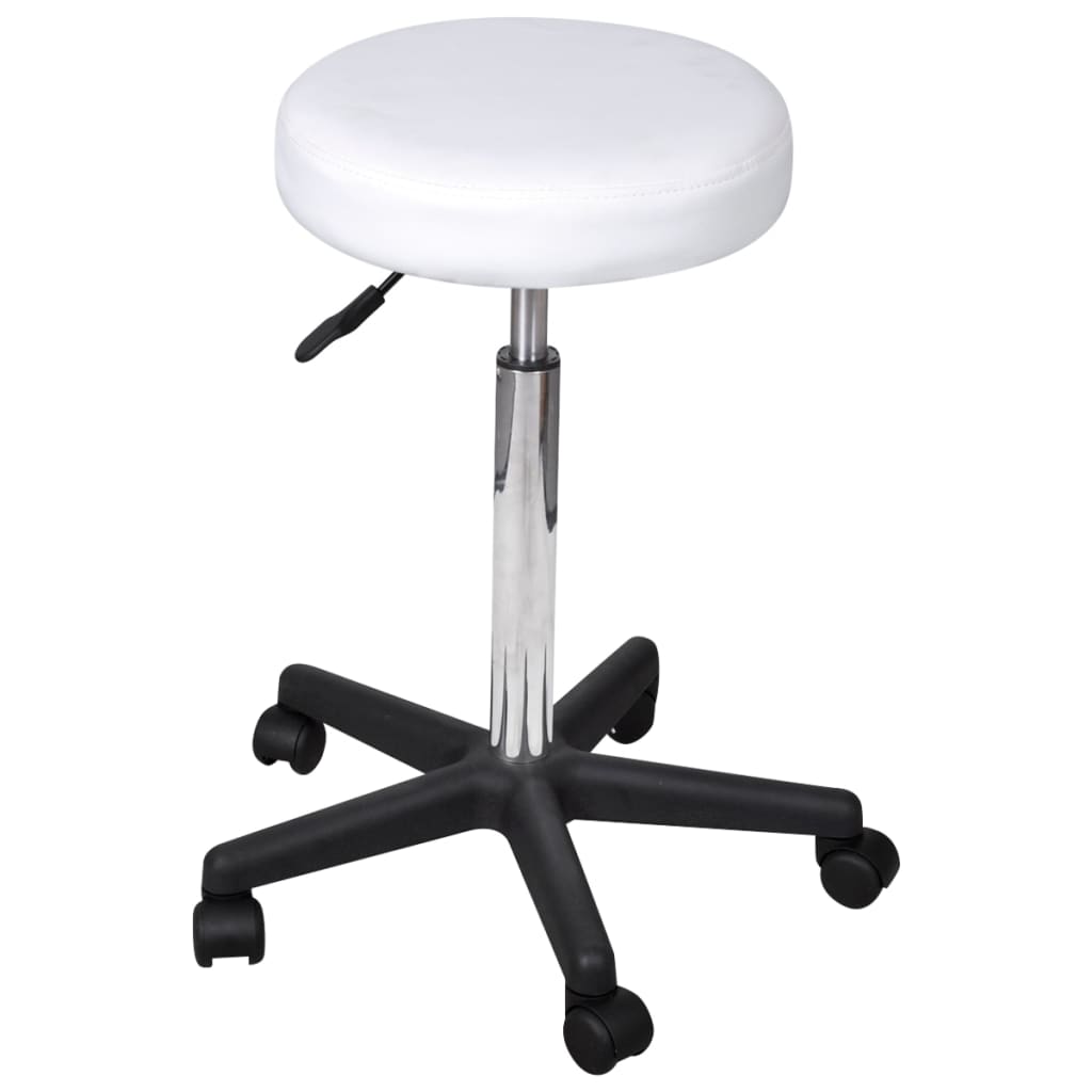 vidaXL Office Stool White Faux Leather