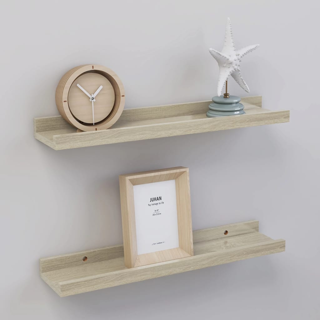 vidaXL Wall Shelves 2 pcs Sonoma Oak 15.7"x3.5"x1.2"