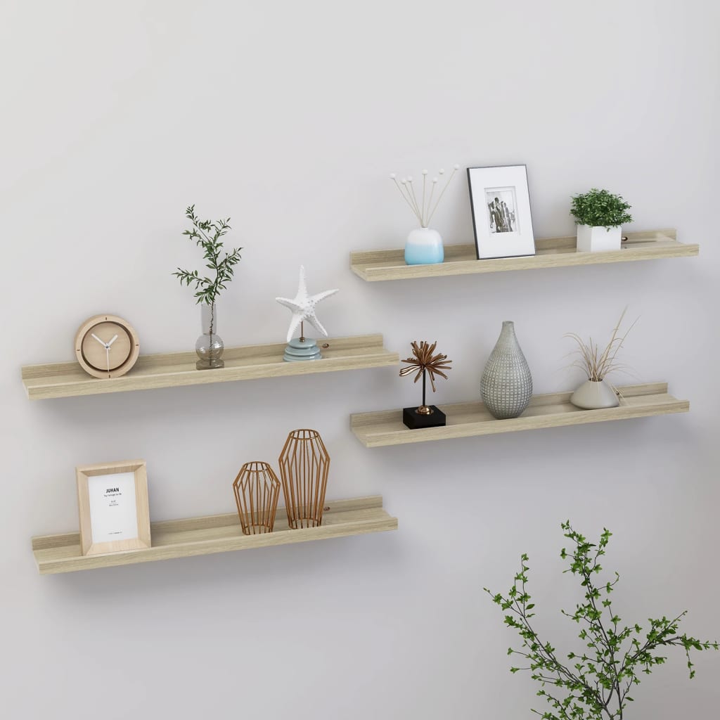 vidaXL Wall Shelves 4 pcs Sonoma Oak 23.6"x3.5"x1.2"