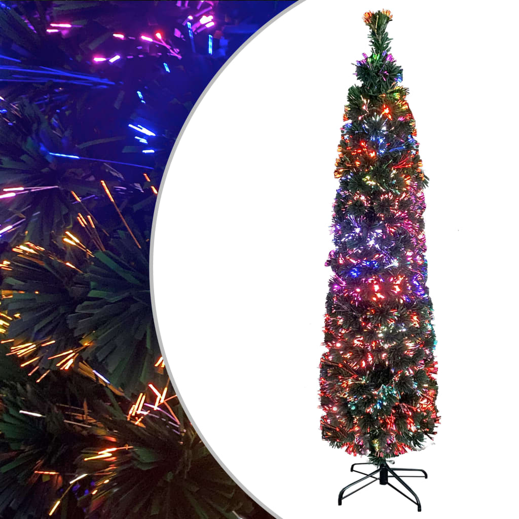 vidaXL Artificial Slim Christmas Tree with Stand 82.7" Fiber Optic