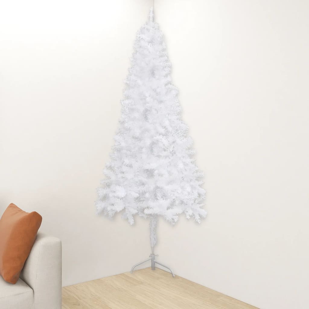 vidaXL Corner Artificial Christmas Tree White 47.2" PVC