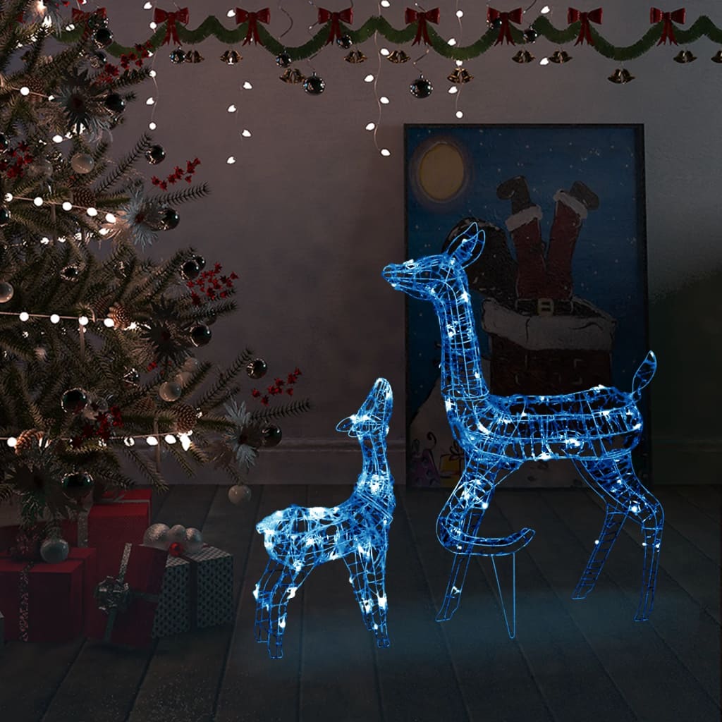 vidaXL Acrylic Reindeer Family Christmas Decoration 160 LED Blue