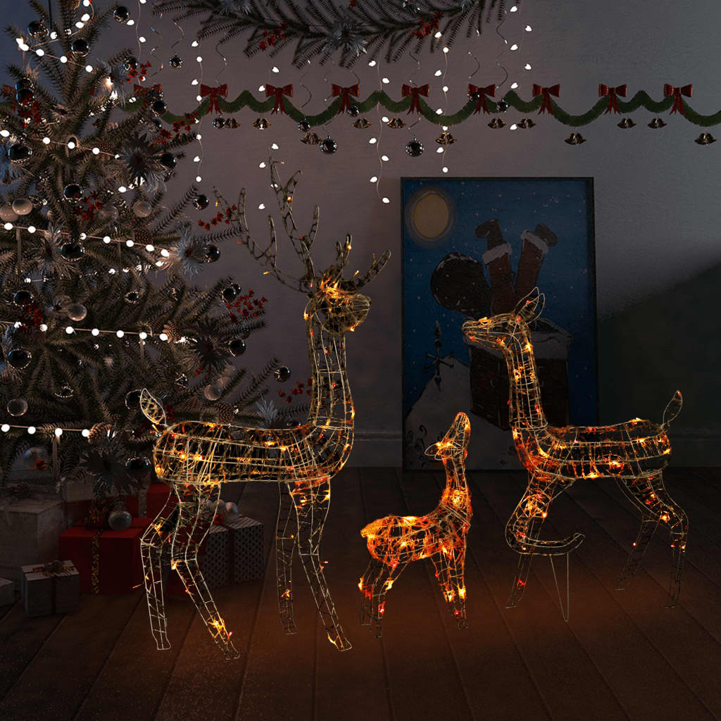 vidaXL Acrylic Reindeer Family Christmas Decoration 300 LED Colorful