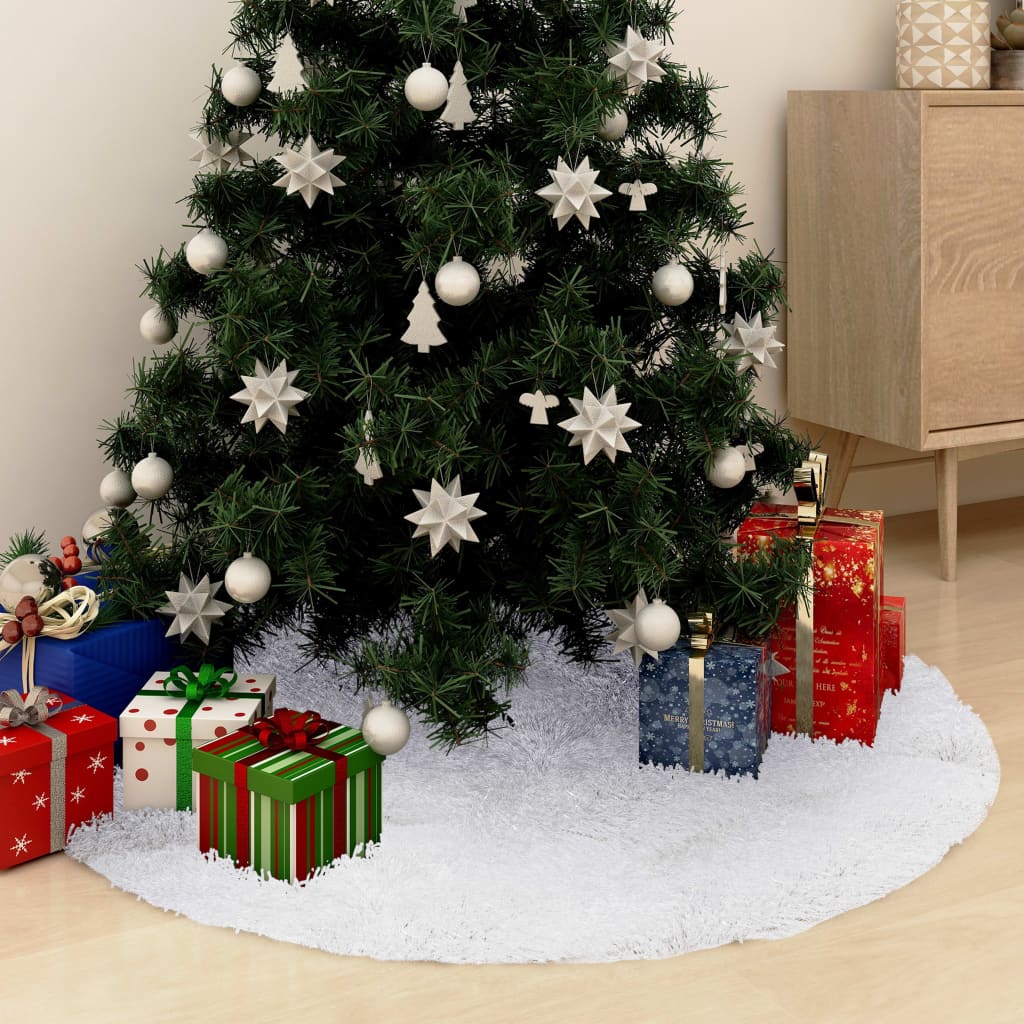 vidaXL Christmas Tree Skirt White 59.1" Faux Fur