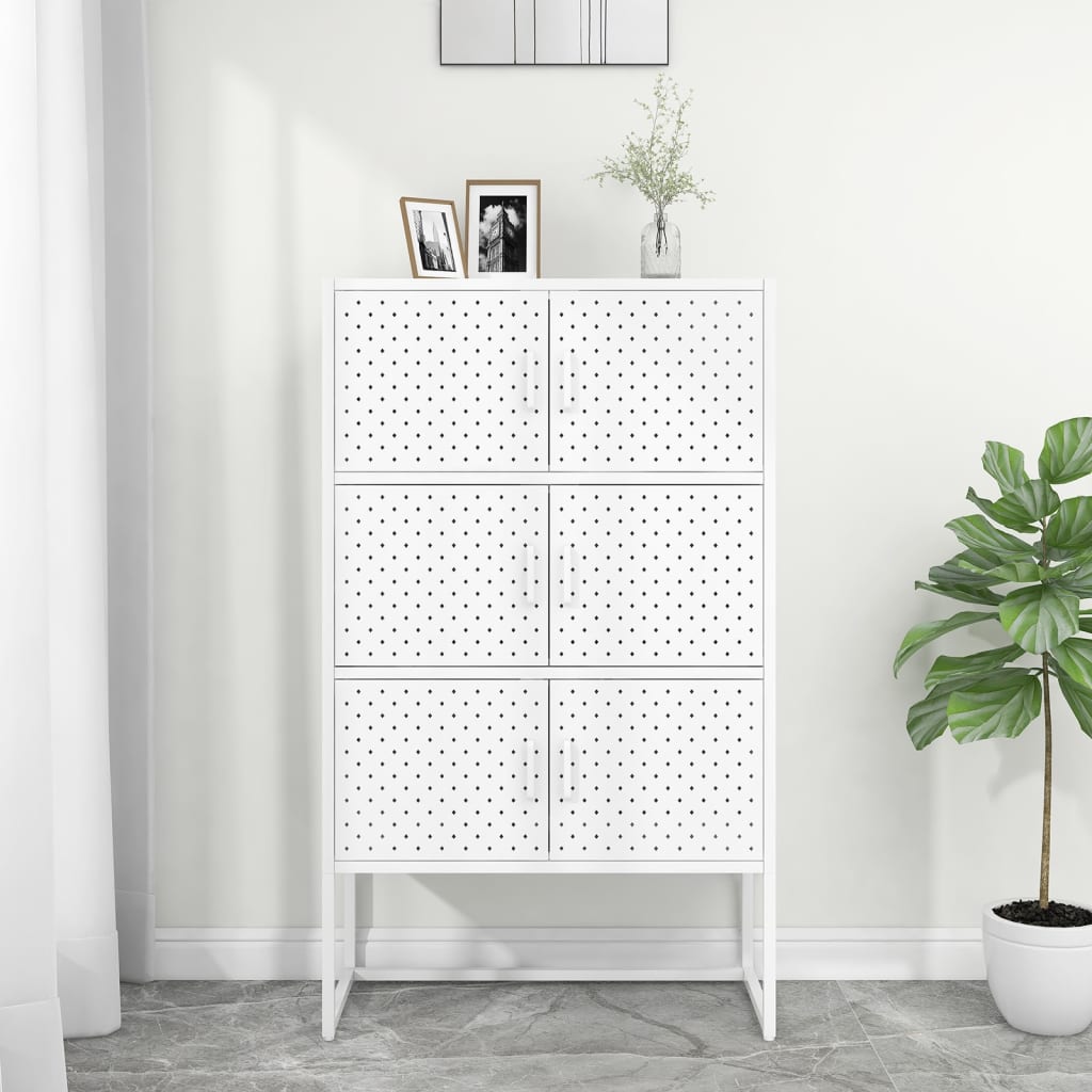 vidaXL Highboard White 31.5"x13.8"x53.1" Steel