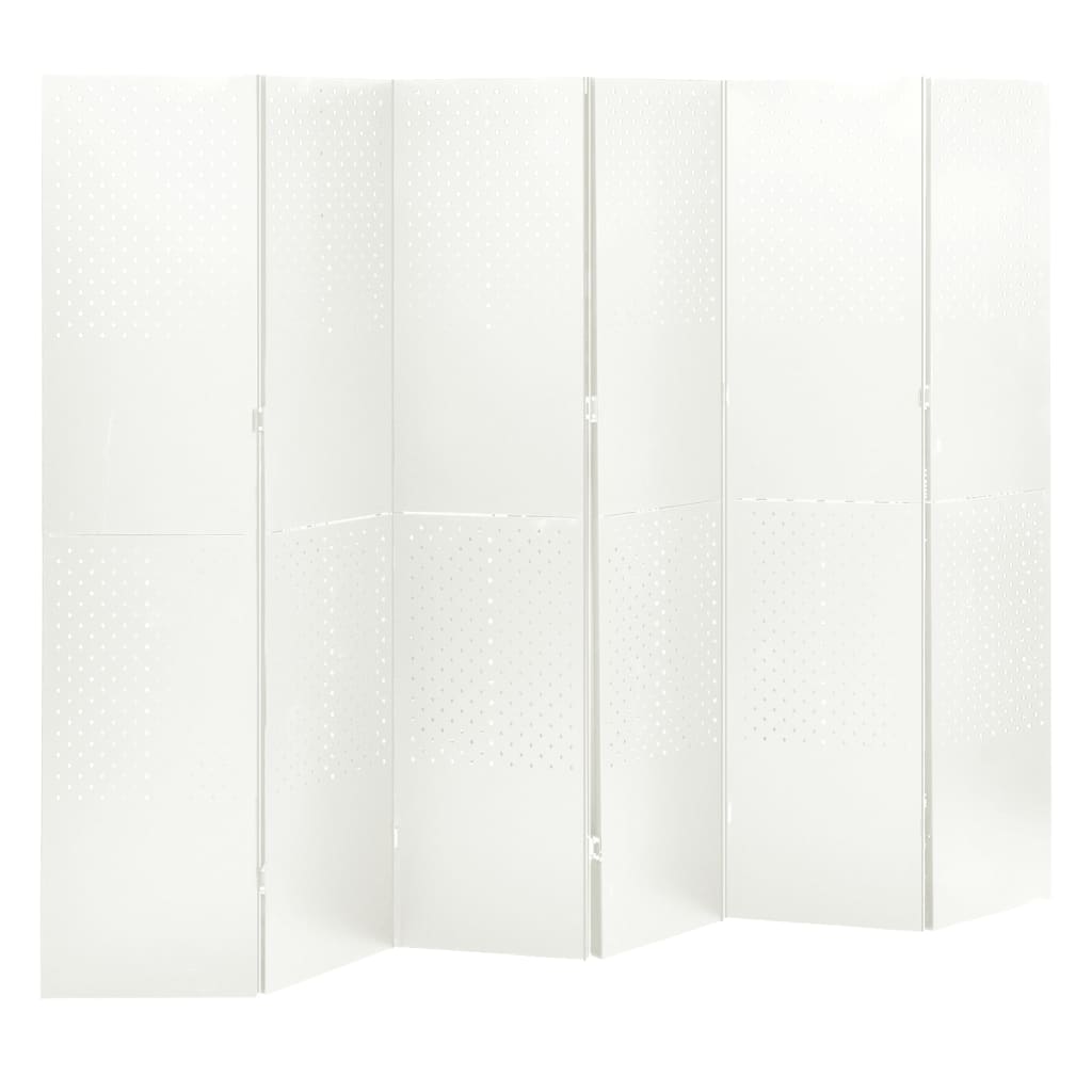 vidaXL 6-Panel Room Divider White 94.5"x70.9" Steel