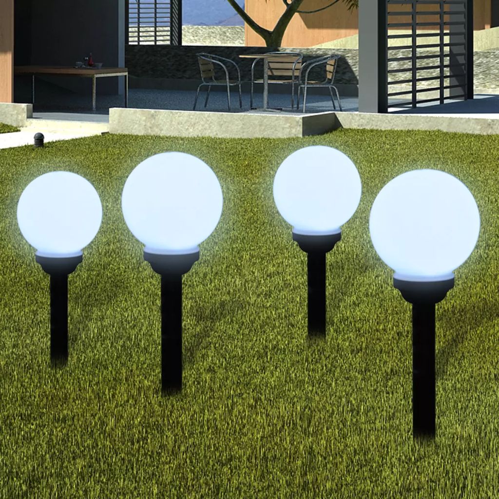 vidaXL Outdoor Path Garden Solar Lamp Solar Ball Light LED 5.9" 4pcs with Ground Spike