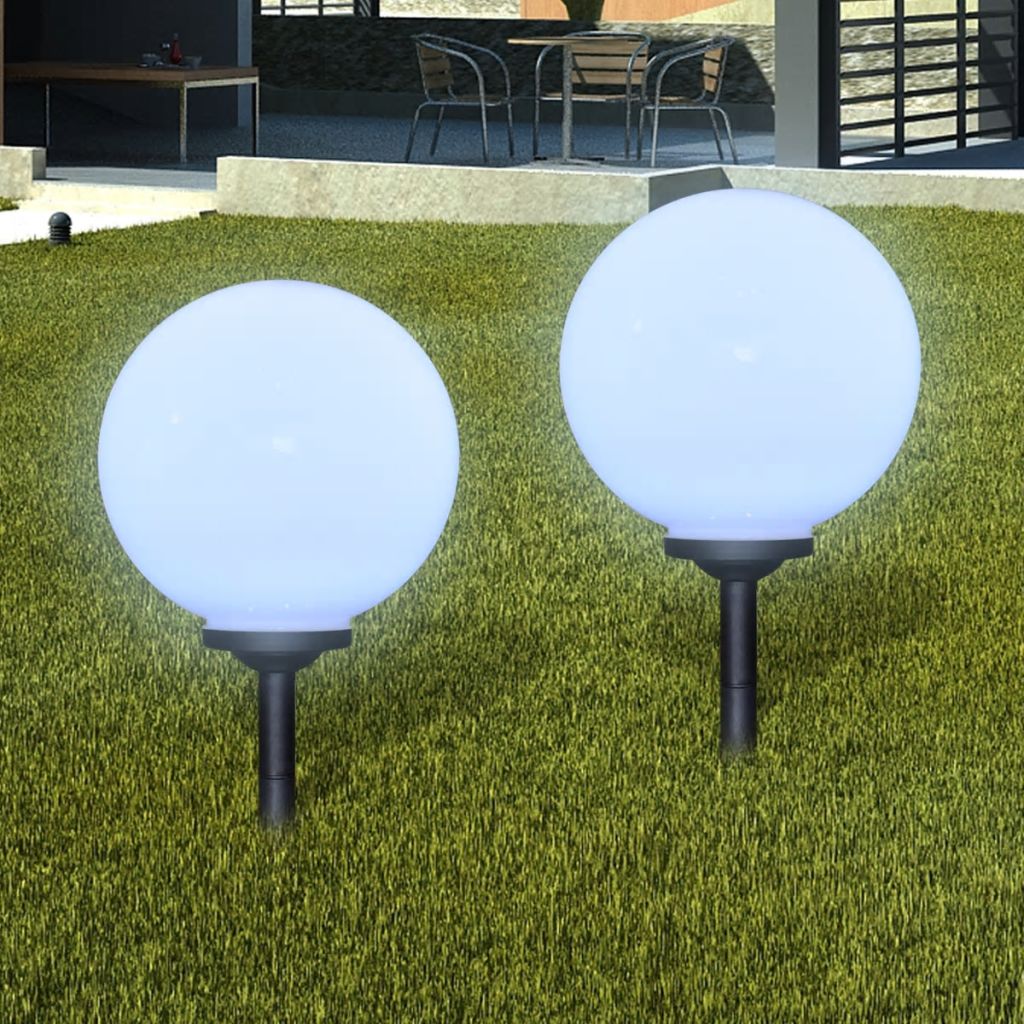 vidaXL Outdoor Path Garden Solar Lamp Solar Ball Light LED 11.8" 2pcs with Ground Spike