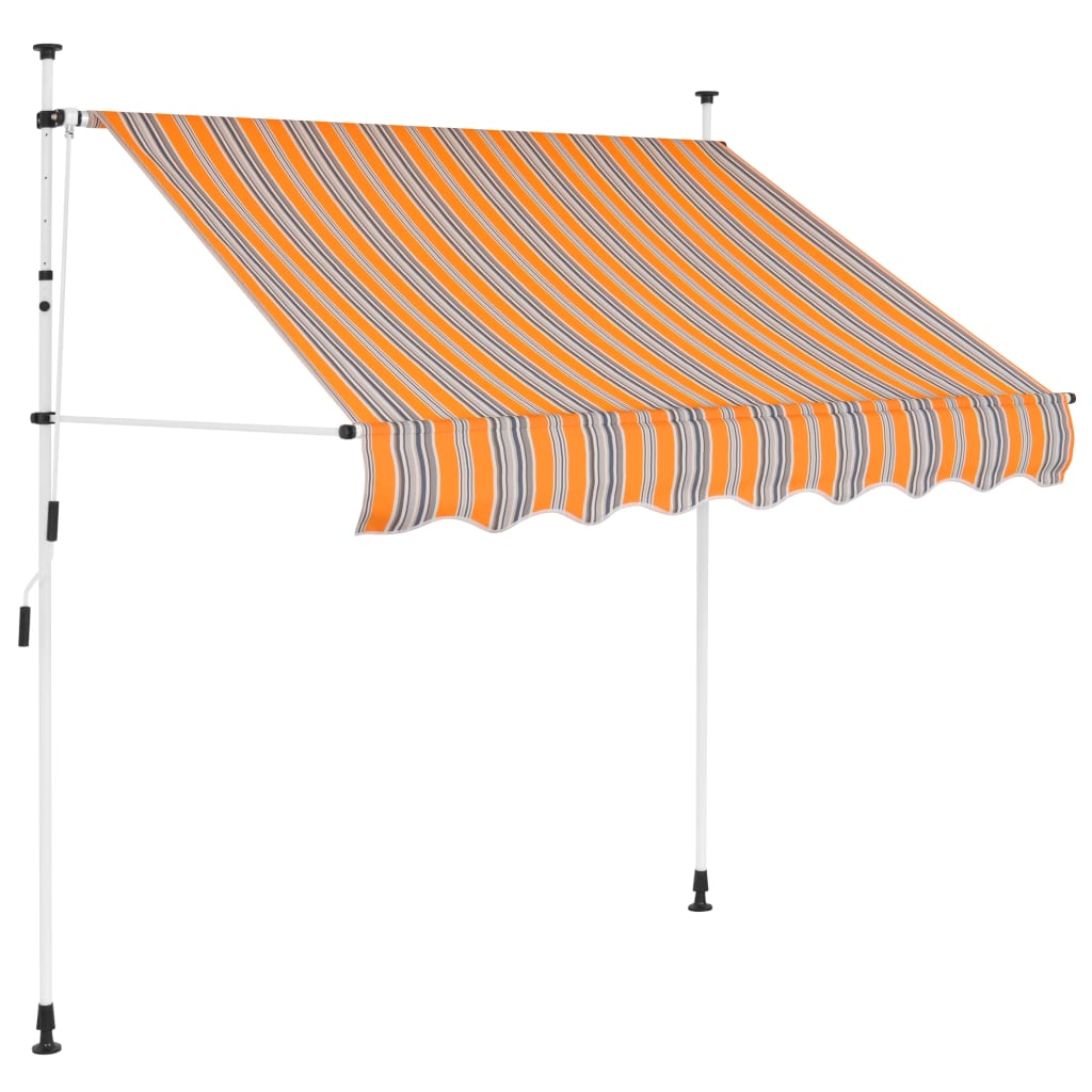 vidaXL Manual Retractable Awning 59" Yellow and Blue Stripes