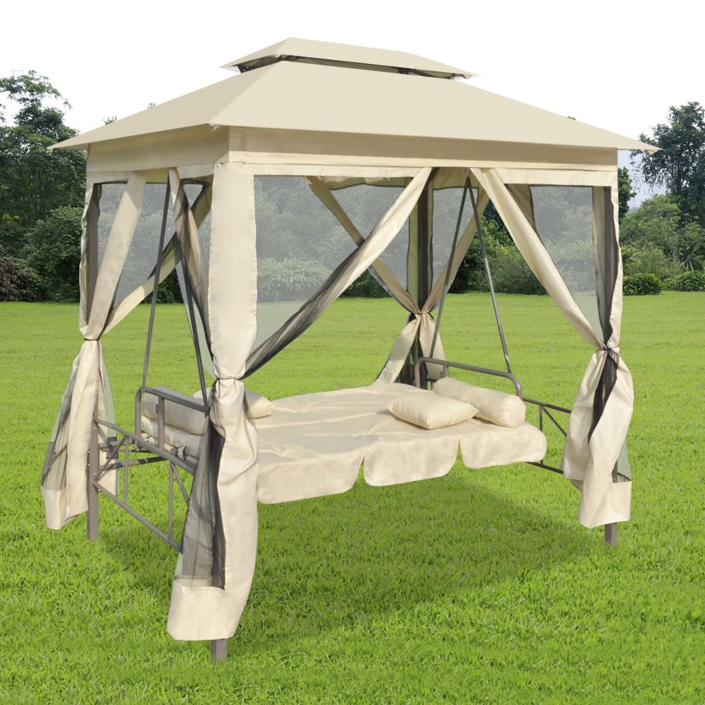 vidaXL Gazebo Convertible Swing Bench Cream White