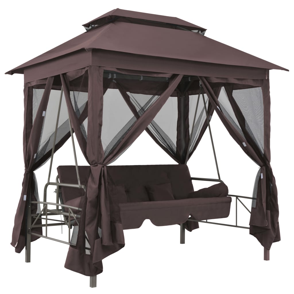 vidaXL Gazebo Convertible Swing Bench Coffee