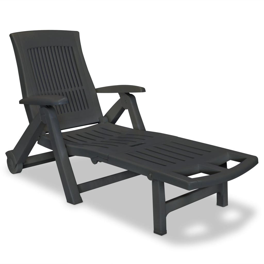 vidaXL Sun Lounger with Footrest Plastic Anthracite